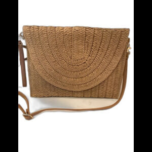 NEW Straw Woven Bag Crossbody Clutch Purse Removable Strap Magnetic Clasp Dressy